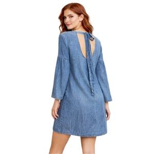 Cloth & Stone by Anthropologie Blue Chambray Scoop Back Dress Size XS